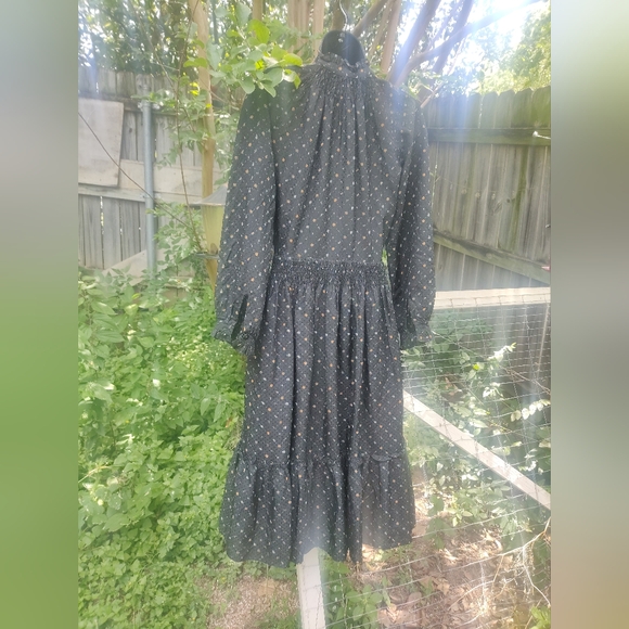 Gunne Sax Vintage Floral Smocked Waist Prairie Dress with Buttons - Picture 6 of 7